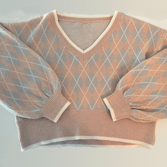 Altar'd State Cropped Diamond Print Sweater - Picture 6 of 6